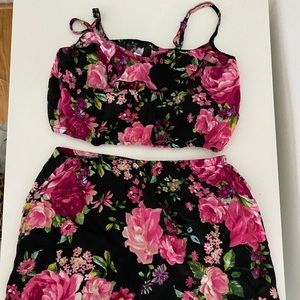 Pink floral skirt